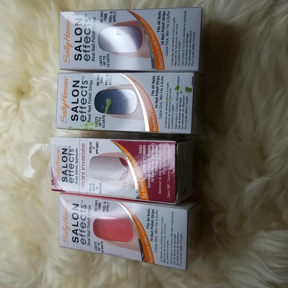 NIB Sally Hansen Salon Effects bundle of 4 sets of 16 real nail polish strips